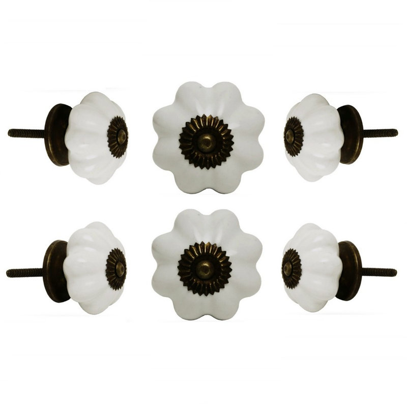 Oversized 1.6" Length Novelty Knob Multipack, Off-White/Bronze