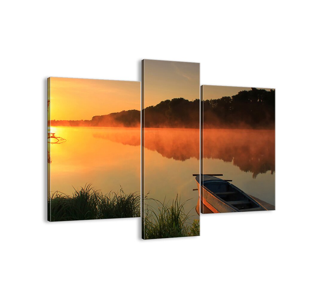 3-tlg. Leinwandbilder-Set - Fotografie „Sunrise over the Water Like a Mirror”