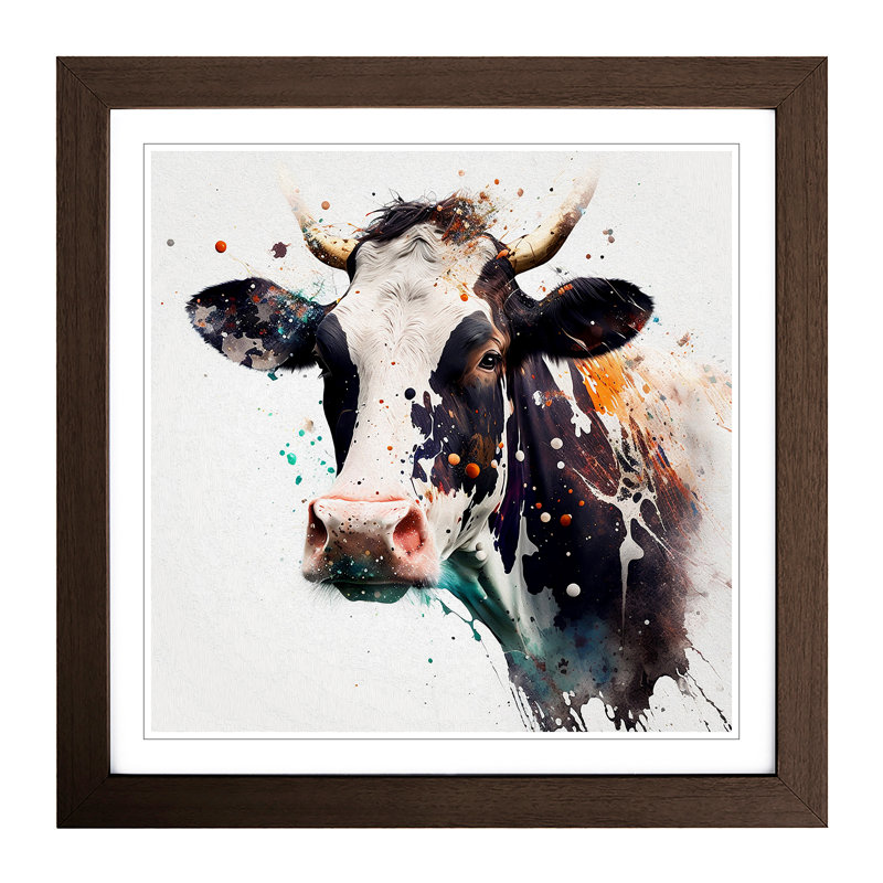 Cow Splatter Art - Framed Print, Walnut