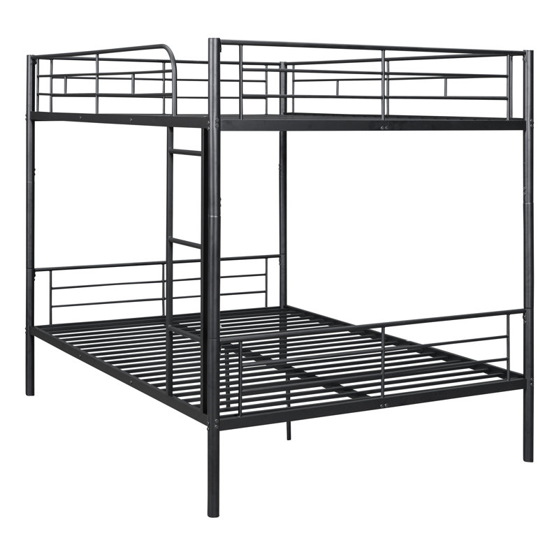 Ailleen Wooden Bunk Bed Set With Trundle, Storage, And Desk, Black, Twin over Twin