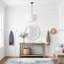 Luminaire cylindrique de style campagne moderne à 3 lumières de 20 po en laiton et blanc à hauteur réglable pour salle à manger.-624134375