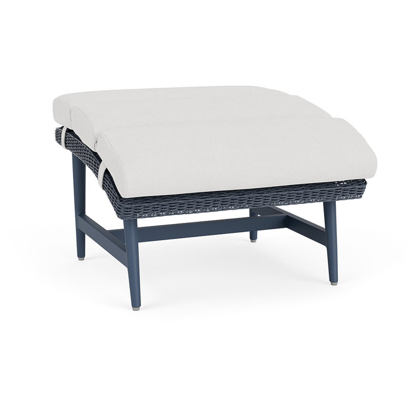 Cascade Outdoor Ottoman, Canvas Natural, Denim Blue