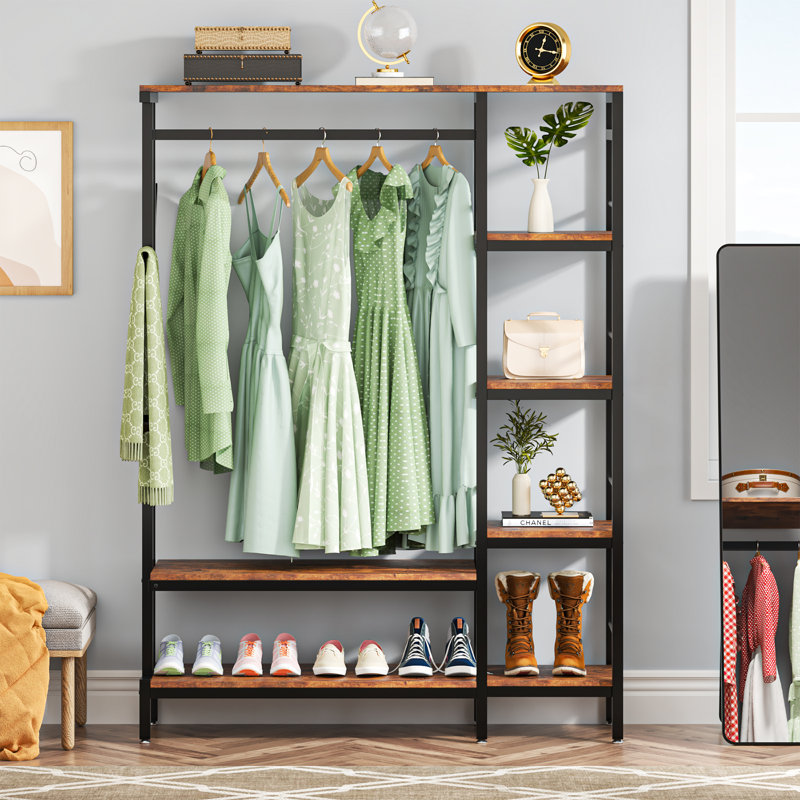 Ditlow 47.24'' Manufactured Wood Clothing Rack, Brown