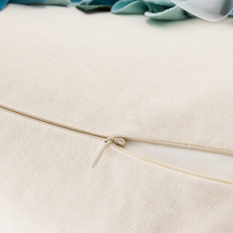  Housse de coussin en toile appliquée, Bleu / blanc