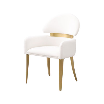 22" W Contemporary Arm Chair (2/CTN), White/Matte Gold