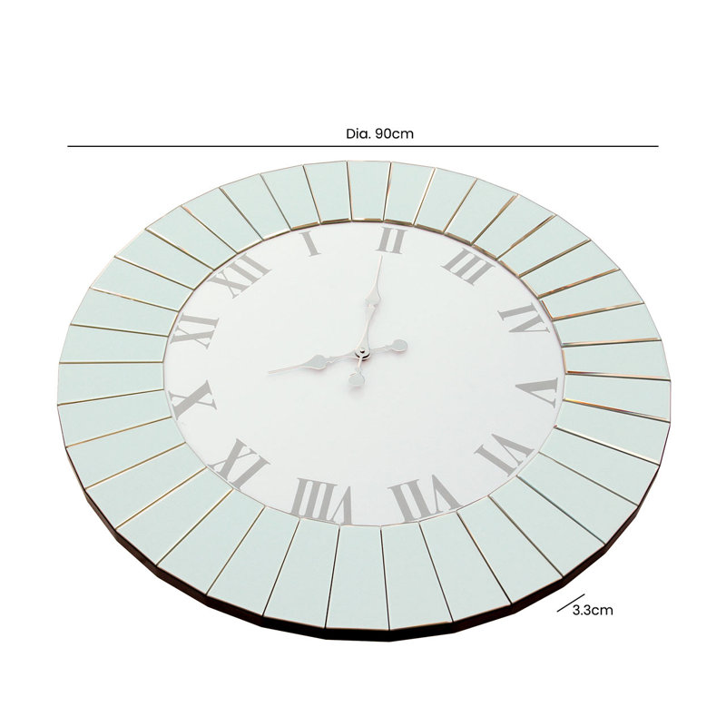 Battiste Mirror Wall Clock for Living Room Decor, Modern Wall Clock for Bedroom, 90cm H x 90cm W x 3.3cm D