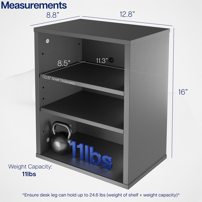 VIVO Black Clamp-on Desk Leg Shelving Unit, Multi-Level Storage Shelves