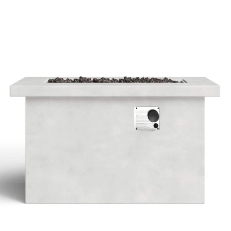 Concrete Propane Fire Pit Table, 24'' H, Gray, 50000 Output Outdoor Pit, 42'' W X 20'' D, Rust & Weather