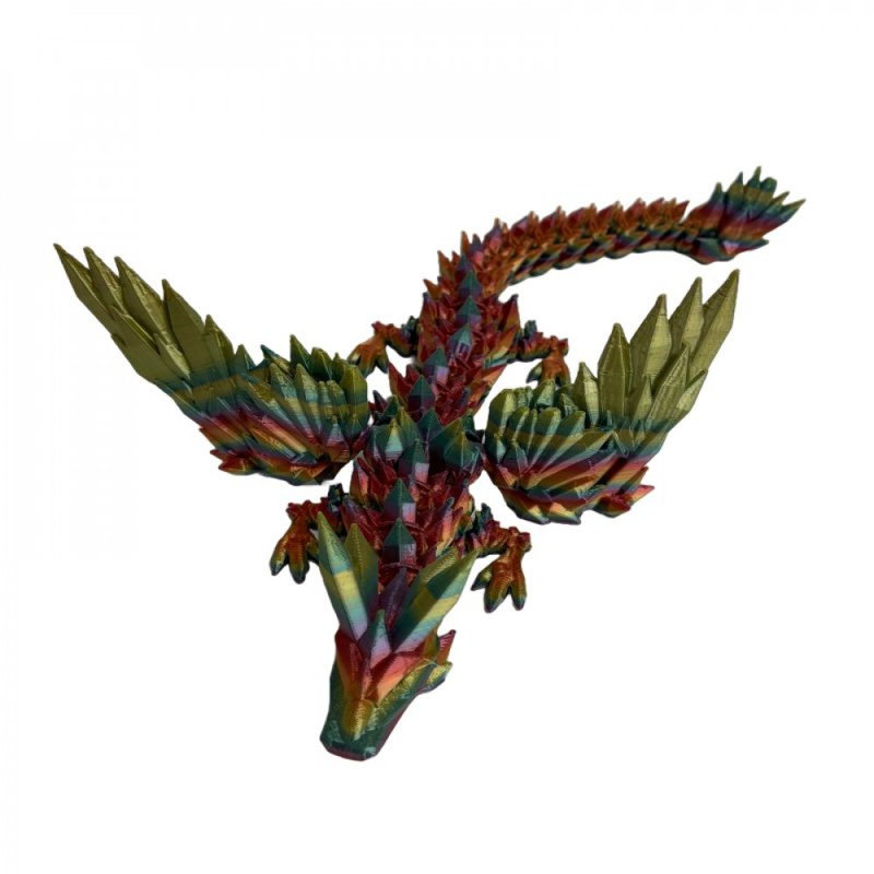 Figurine de dragon en cristal à longue queue colorée imprimée en 3D