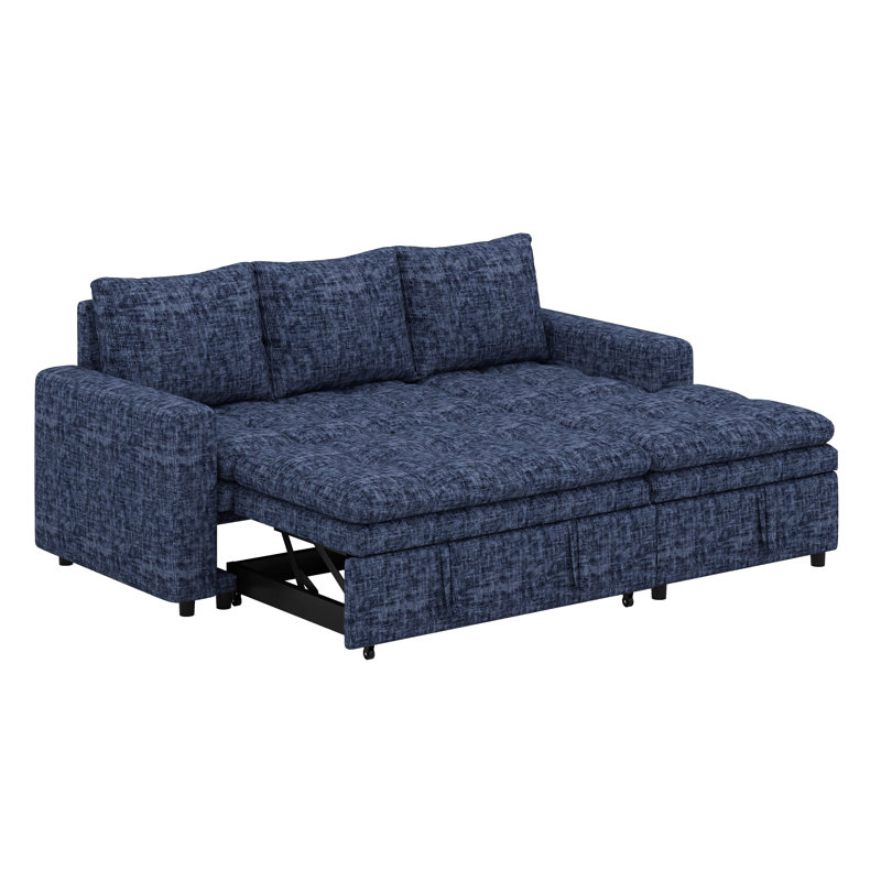 Canapé-lit modulaire rembourré avec espace de rangement, Bleu