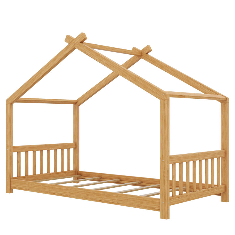 Nguyet platform bed with headboard, Naturel, Simple