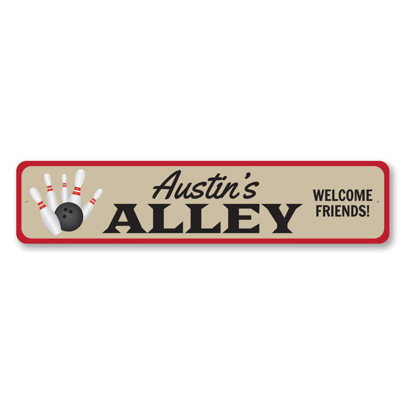 Plaque en aluminium personnalisée Bowling Alley, H 4 po x l 18 po x P 0,04 po