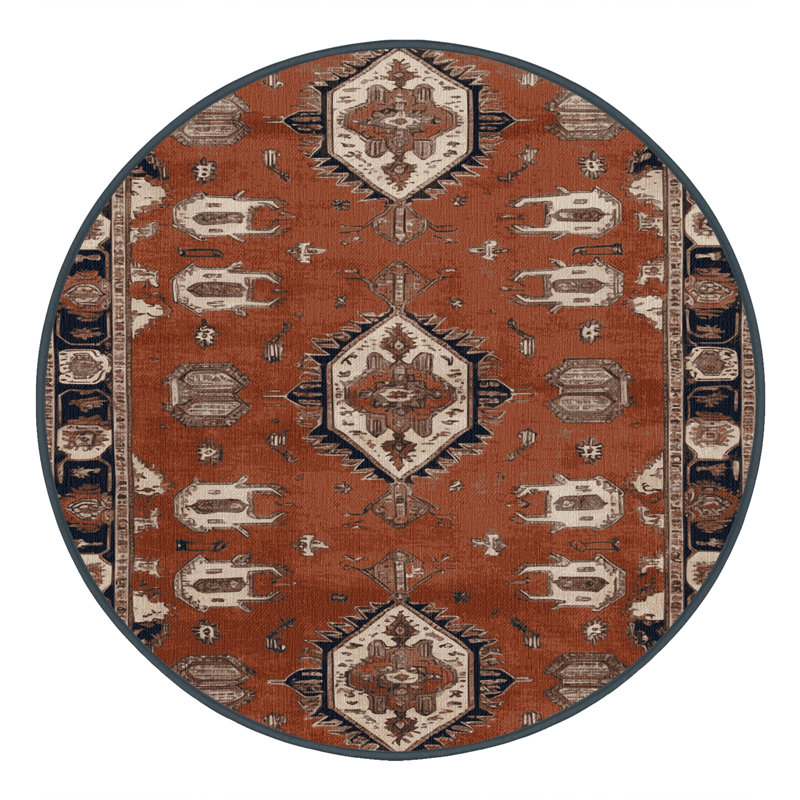 Tapis brun lavable à la machine, Rond 3 pi
