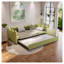 Canapé-lit convertible avec port USB, futon pliant une place pour petits espaces, salon et chambres d'amis, tissu blanc et vert avec structure en métal