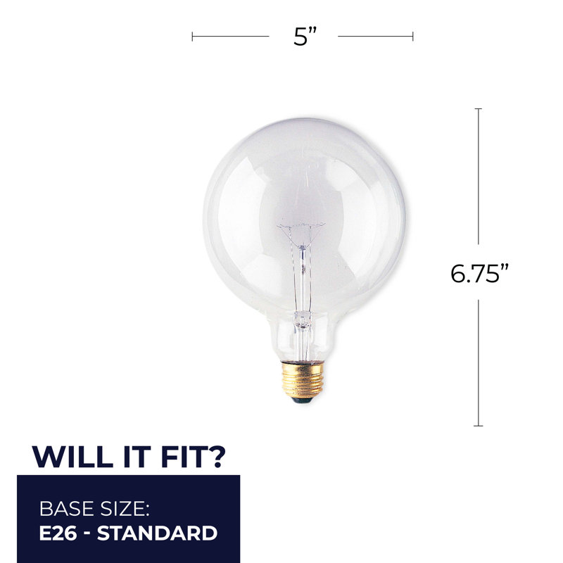 60 Watt G40 Incandescent Dimmable Light Bulb (2700) E26/Medium (Standard) Base