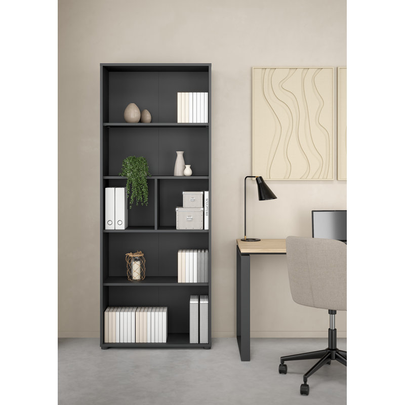 Bibliothèque 6 tablettes Embrie, Gris mat