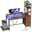 Bureau d'ordinateur de 43,3 po avec support pour écran et rangement, bureau de jeu avec station de charge et lumières DEL-752959075
