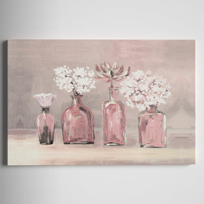 Blush Floral Jars - reproduction sur toile, H 12 po x l 18 po, Impression sans cadre, Sans cadre