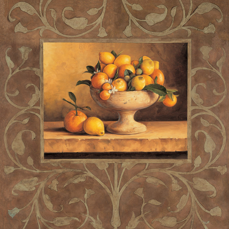 « oranges et citrons », reproduction d’art sur toile, H 37 po x l 37 po x P 1,5 po, Toile tendue