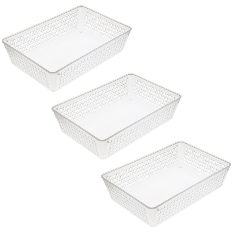 Ensemble de rangement en plastique pour tiroir de bureau, H 2,25 po x l 9 po x P 6 po, 3, Transparent