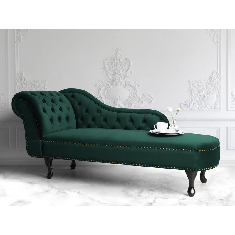 Hartell Velvet Chaise Lounge, Green