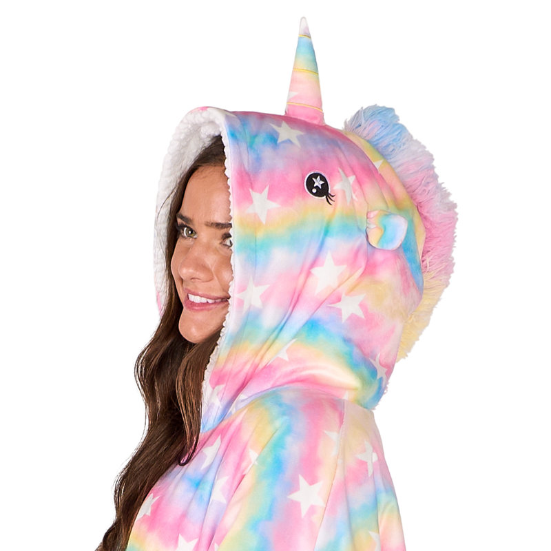 Couverture en sherpa à capuche portable, Licorne, Adulte