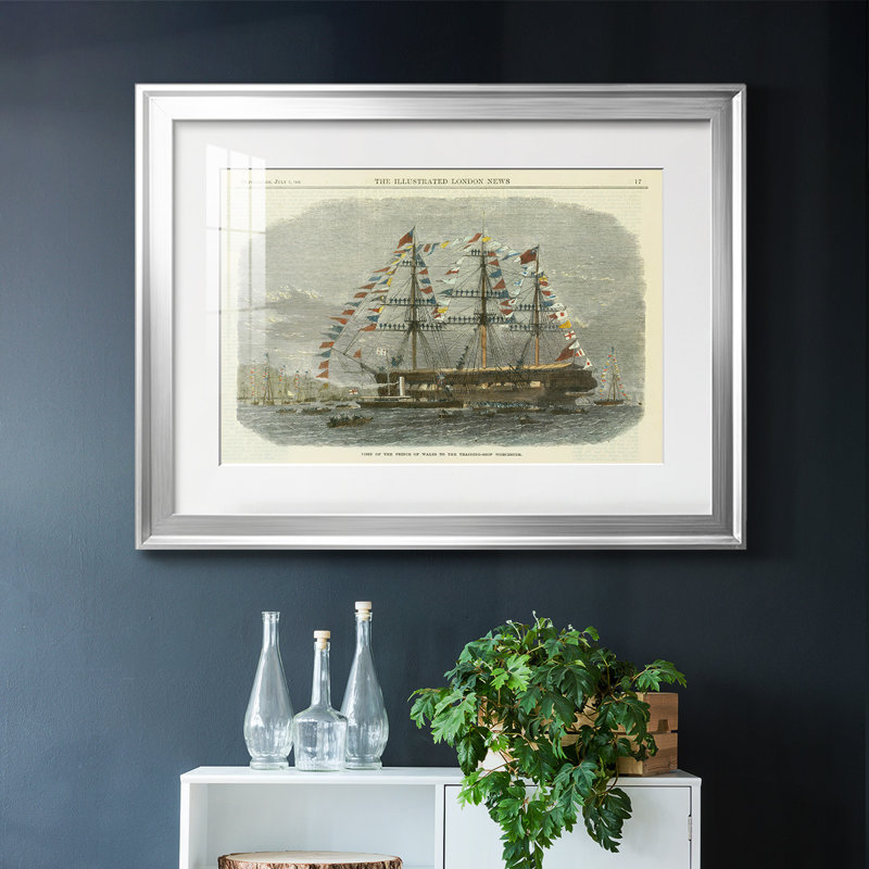 Antique Clipper Ship I-FramedFramed Print, Argent, H 27 po x l 39 po x P 1,5 po