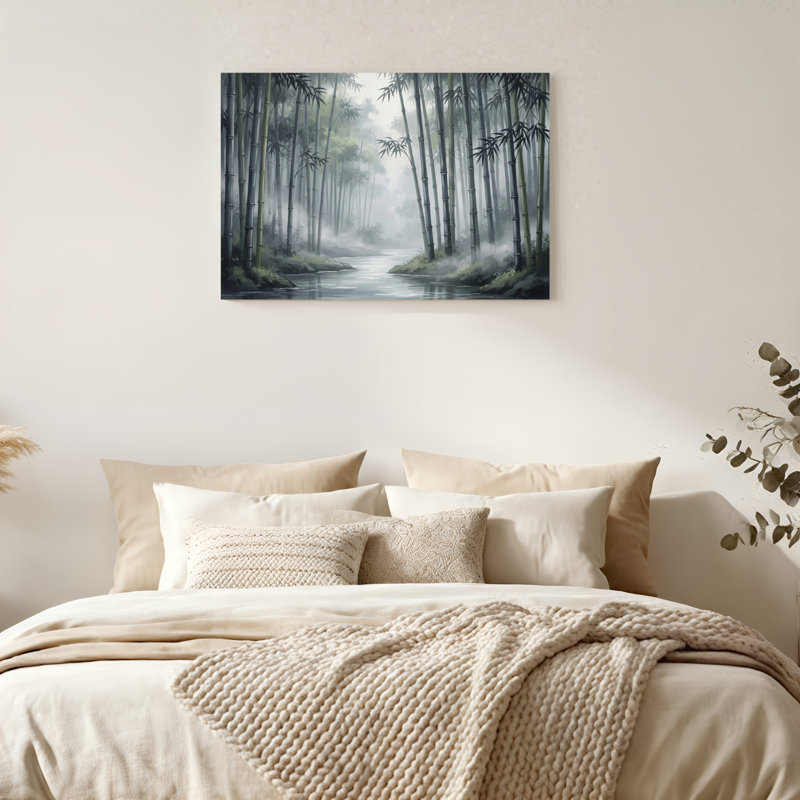 Art mural sur toile Gallery Wrap pour le salon, la chambre à coucher, le bureau ou le vestibule - Décoration murale décorative avec forêt de bambous