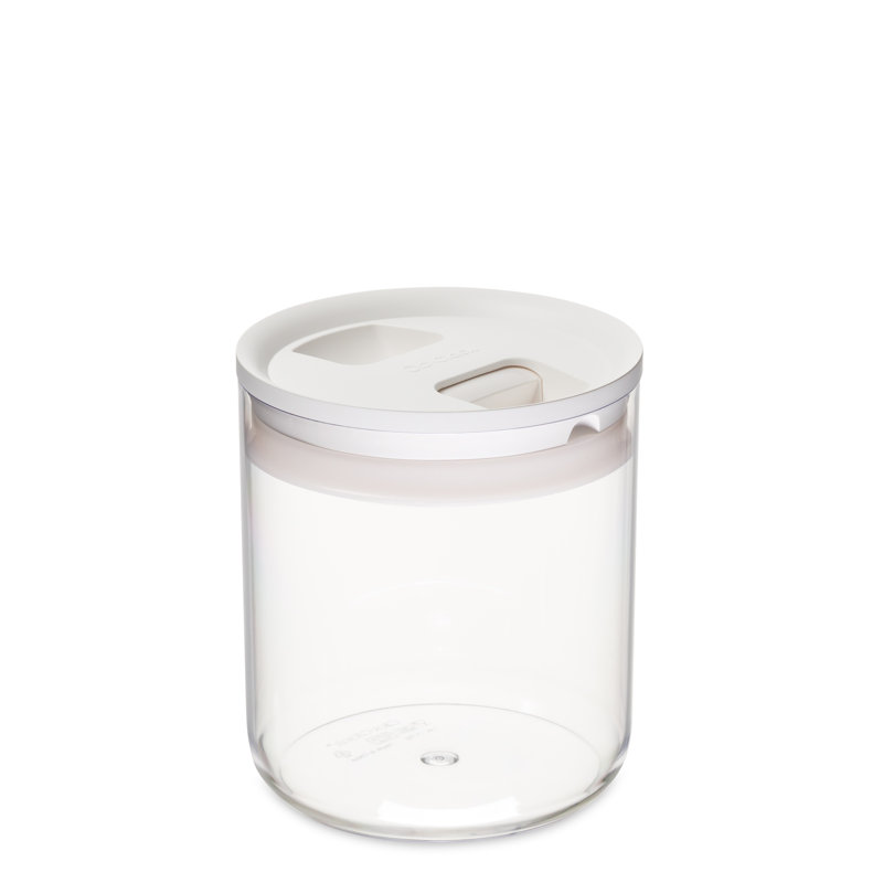 ClickClack 1.6 qt. Round Canister, White/Clear