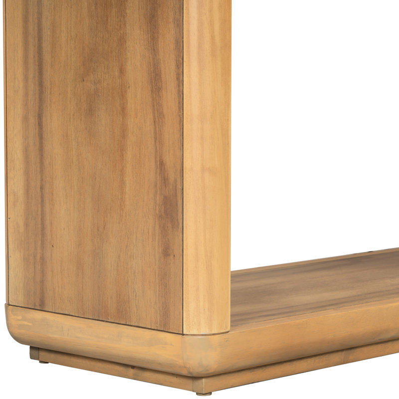 Console avec un style minimaliste moderne, coins arrondis, apparence de placage de bois naturel, stable, présentez vos collections en toute simplicité, table à assemblage rapide et simple, coins élégants