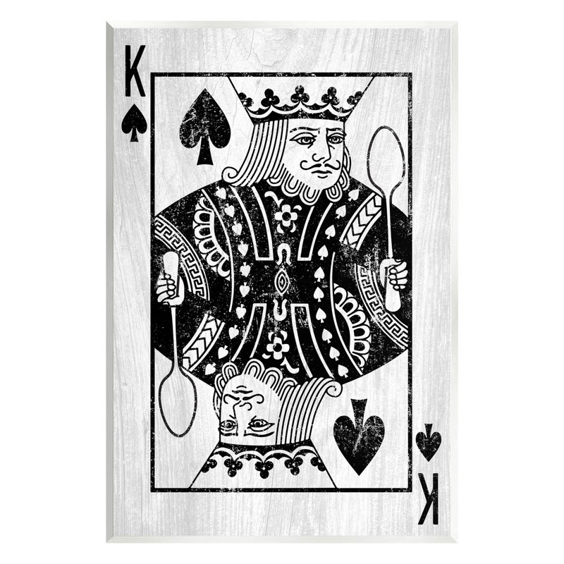 King Spade Card Deck Symbol Black and White MDF Wall Art