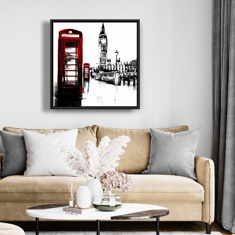 Toile encadrée industrielle | Cabine téléphonique et art mural Big Ben