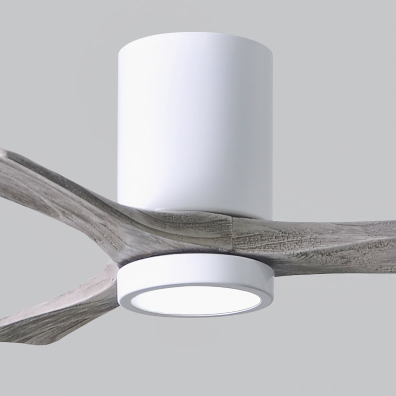 Irene LED Ceiling Fan, Gloss White, Barn Wood Tone, 52"