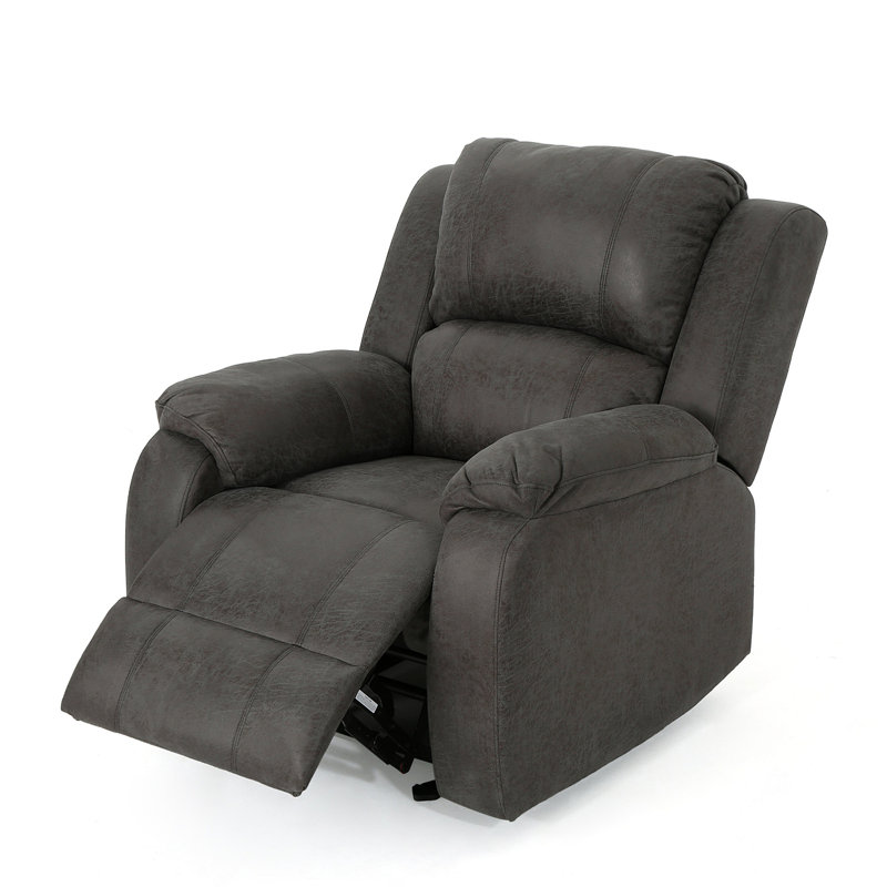 Manual Recliner Chair In Slate Linen Fabric, Dimensions 34.5" X 39" X 39"