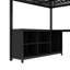 Lit mezzanine double en métal de taille compacte avec bureau en L, garde-robe, charge USB et tablettes de rangement - noir-1631138412