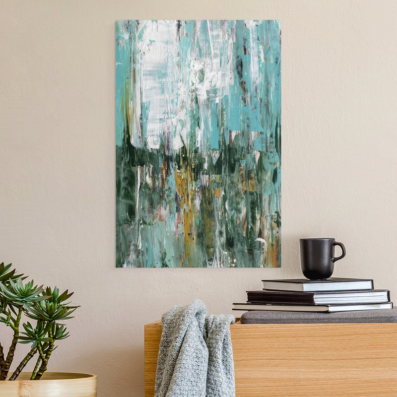 «Abstract Turquoise Forest I», impression sur toile seulement - non encadrée, H 36 po x l 24 po