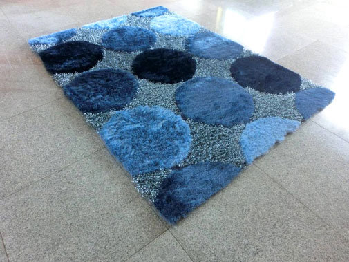 Tapis à poils longs bleu, Rectangle 2 pi x 3 pi