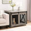 Cage d'inspiration pour chien avec porte de grange coulissante et cloison amovible amovible