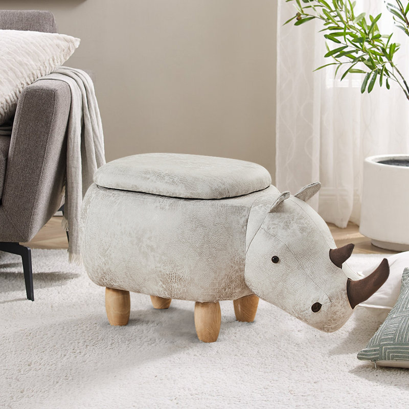 Britten 76cm Wide Faux Leather Novelty Solid Colour Ottoman with Storage, Grey
