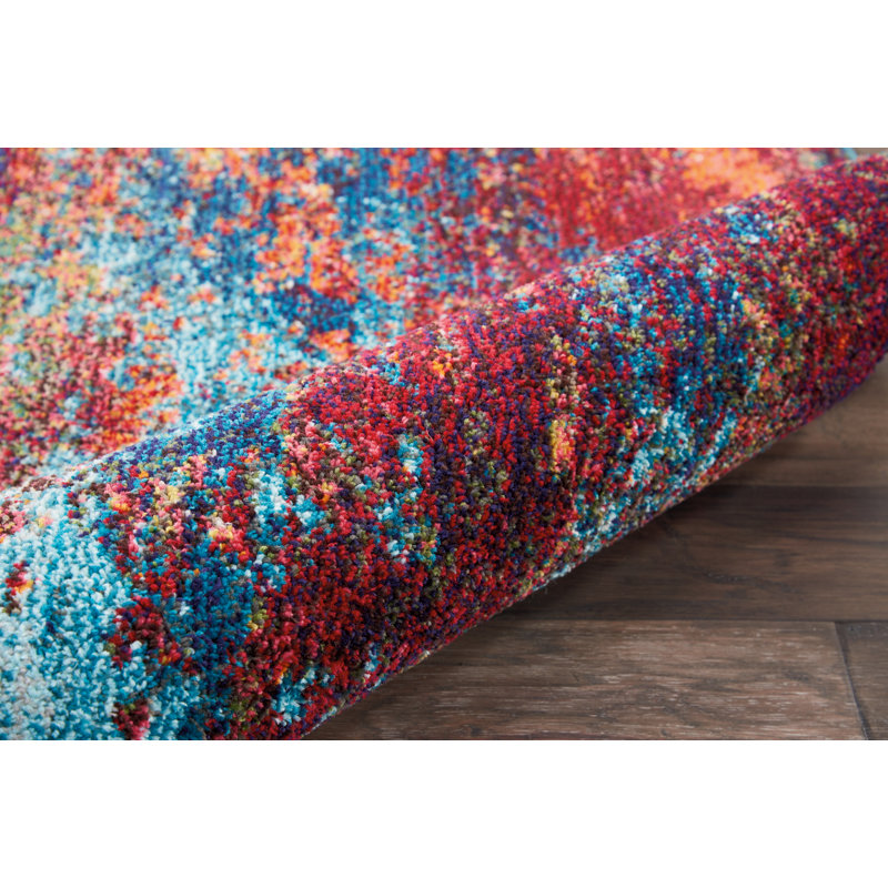 Gerome Blue/Orange/Red Area Rug, Round 239cm