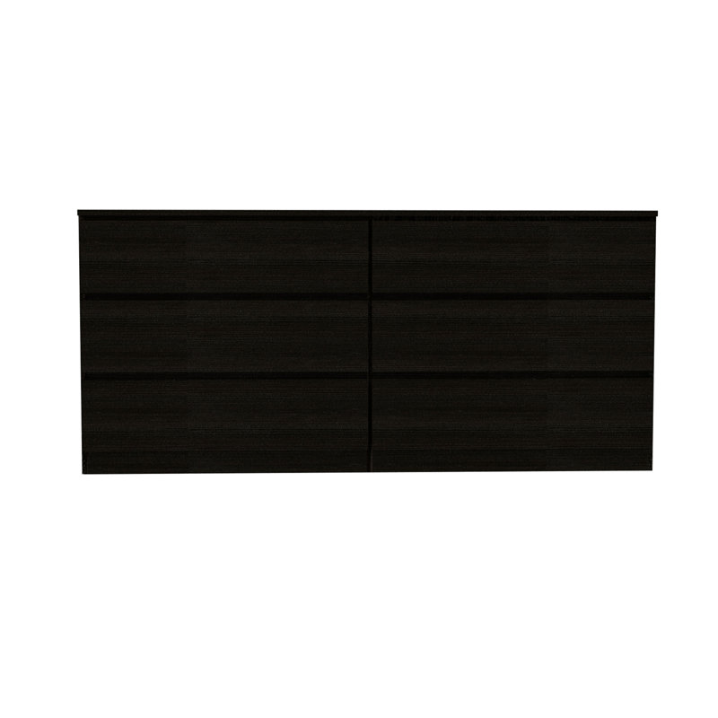 Commode double 6 tiroirs Tronx, chambre, noir