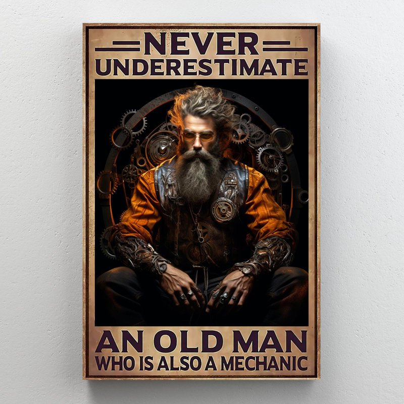 Old Man Who Is Also A Mechanic, H 36 po x l 24 po x P 1,25 po