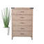 Commode haute à 5 tiroirs Desy, bois d'acajou brun clair
