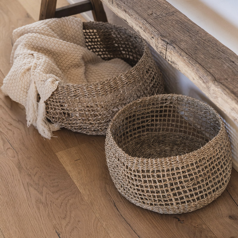Panier rond en jonc de mer Siwa (lot de 3)