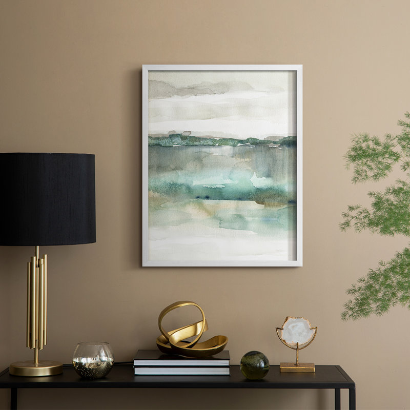 «Soft Emerald Harmony», reproduction encadrée - bois massif, H 21 po x l 17 po, Blanc