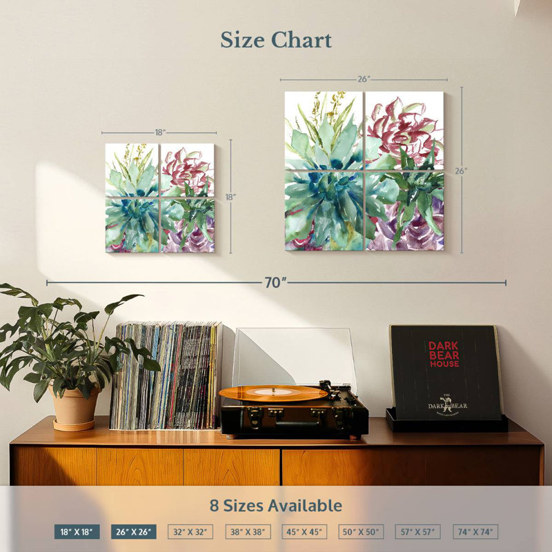 Aquarelle Harnek Succulent Garden II, H 18 po x l 18 po