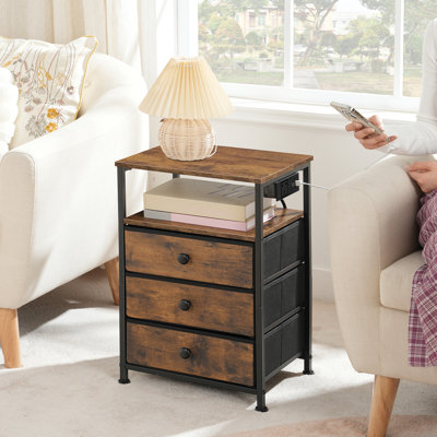 39cm W Metal Bedside Table