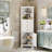 White Triangle Tall Cabinet With 3 Drawers And Adjustable Shelves For Bathroom-1369310729