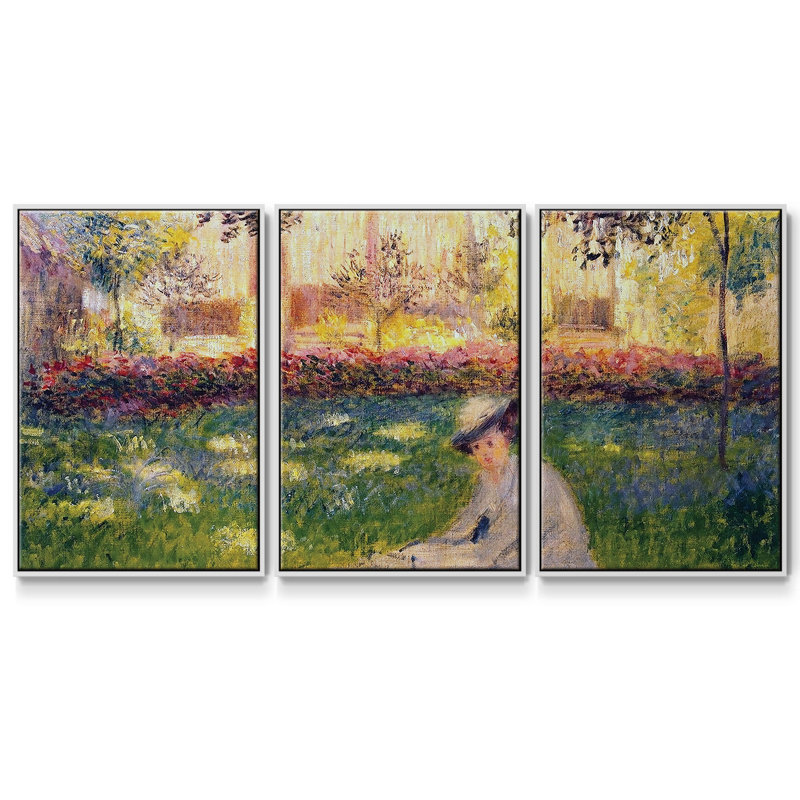 3 pièces, reproduction sur toile avec cadre flottant, H 24 po x l 48 po x P 2 po, Blanc