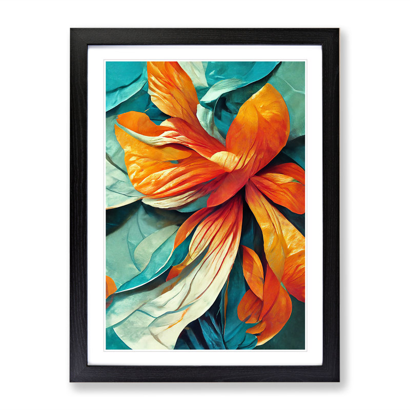 Flowers Abstract Art No.4 - Framed Print, 64cm H x 46cm W, Black